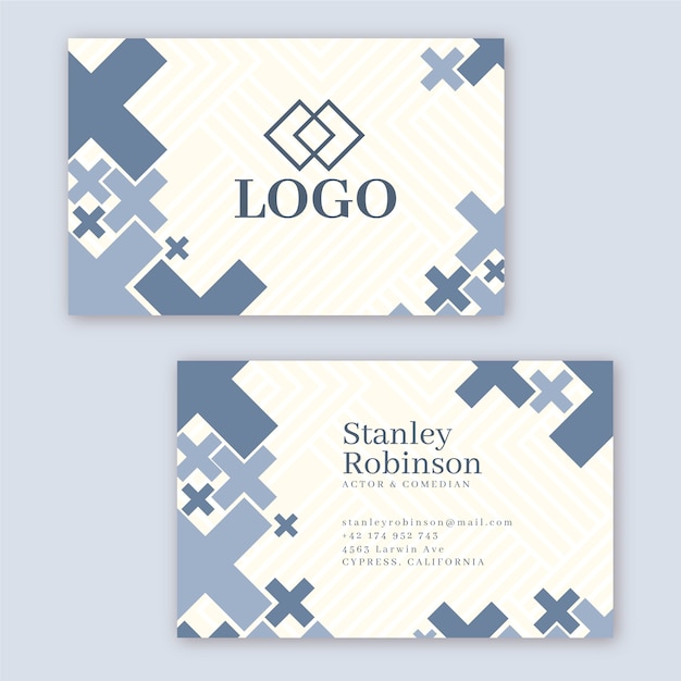 Free vector watercolor geometric double-sided horizontal business card template
