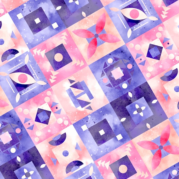 Free vector watercolor geometric mosaic pattern design