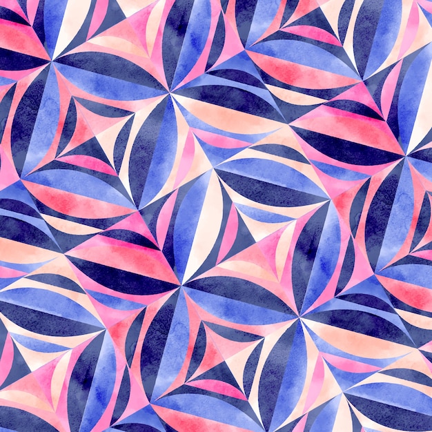 Watercolor geometric mosaic pattern design