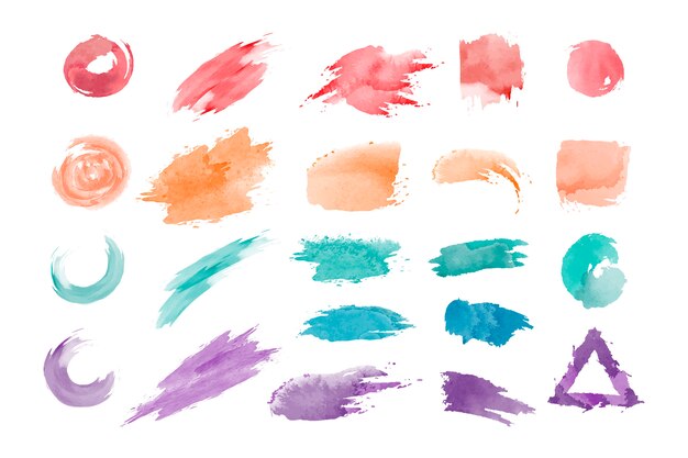 Watercolor geometric shapes vector set