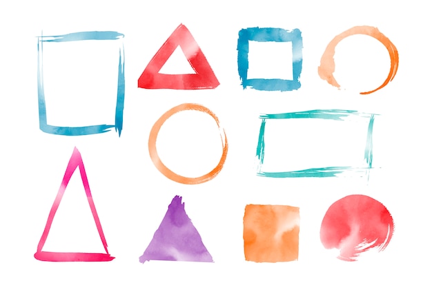 Watercolor geometric shapes vector set