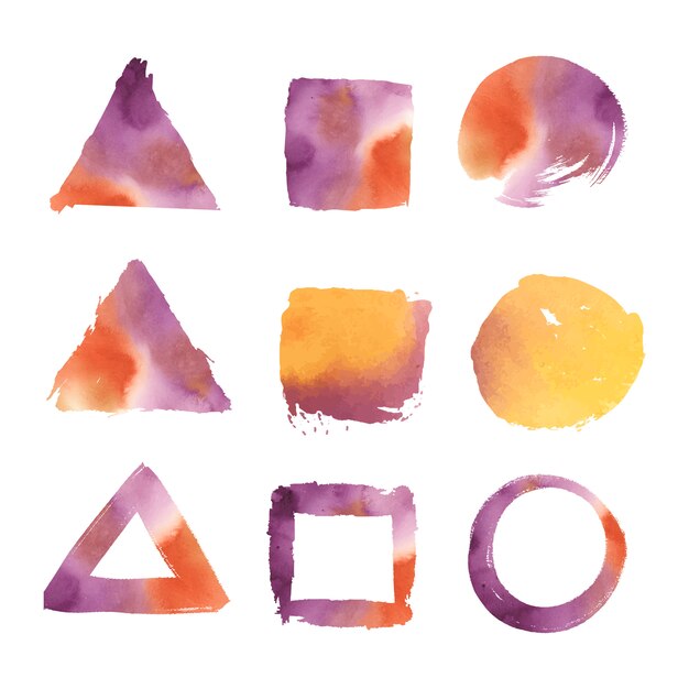 Watercolor geometric shapes vector set