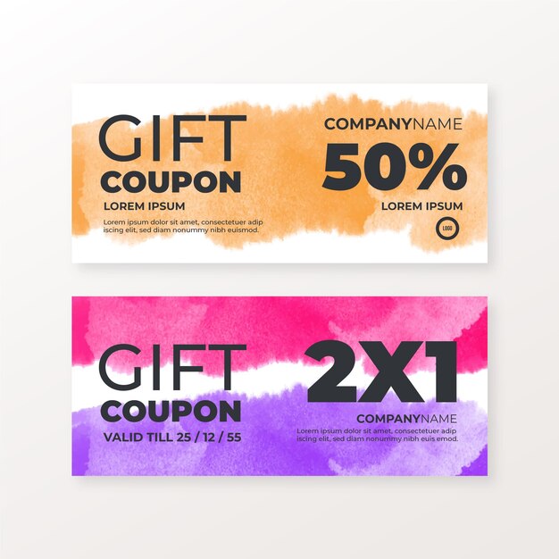 Watercolor gift voucher template