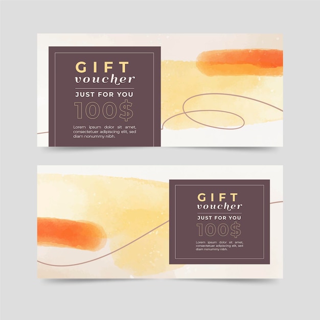 Free vector watercolor gift voucher template