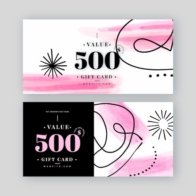 Free vector watercolor gift voucher template