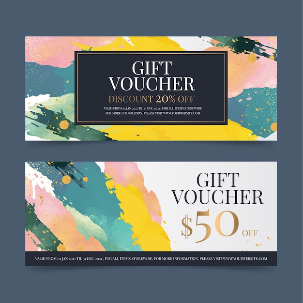 Free vector watercolor gift voucher template