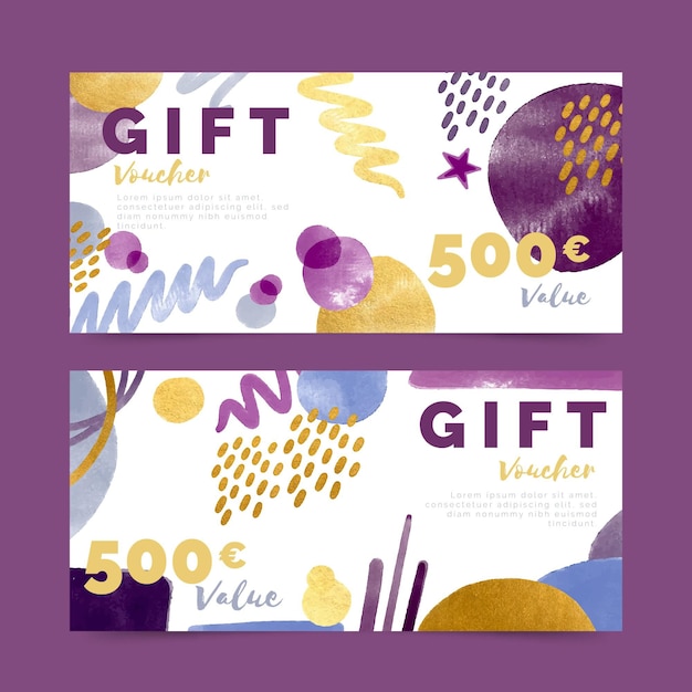 Free vector watercolor gift voucher templates pack