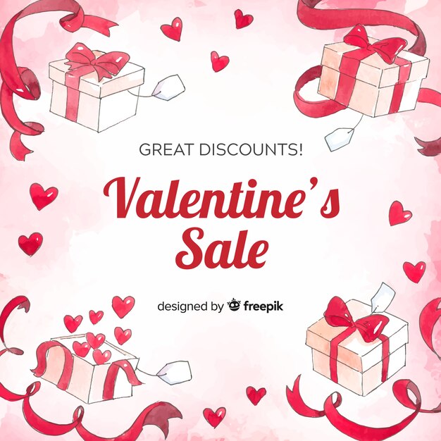 Watercolor gifts valentine sale background