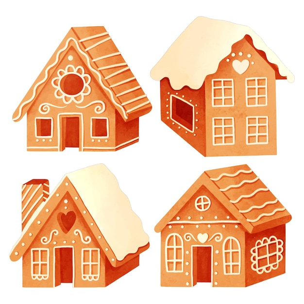 watercolor gingerbread houses collection