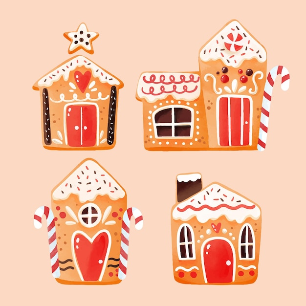 Watercolor gingerbread man cookie collection