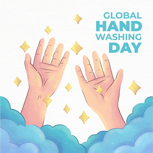 Free Vector watercolor global handwashing day illustration