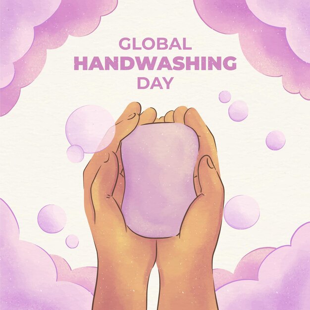 水彩世界手洗いの日のイラスト