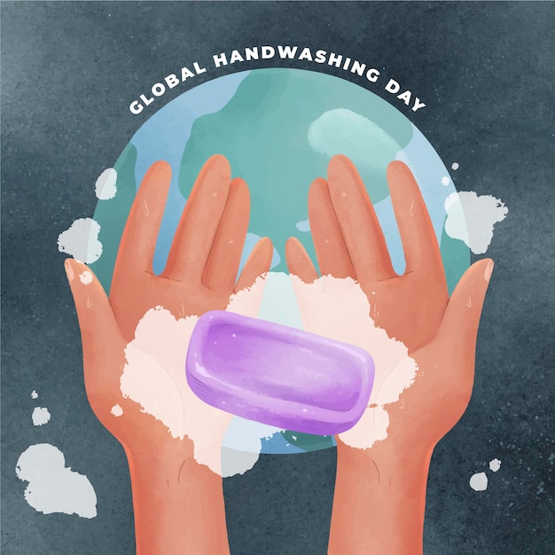 Watercolor global handwashing day illustration