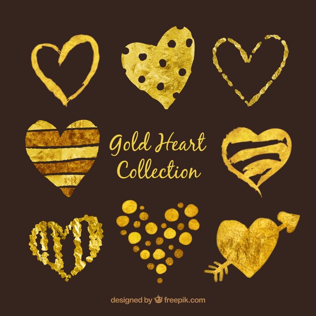 Акварели коллекция золота сердца
