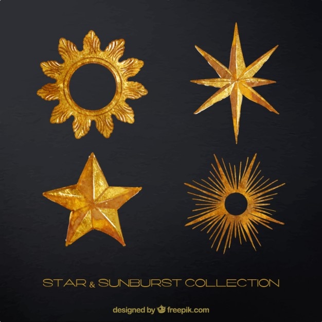 Acquerello stelle dorate e confezione solarizzazione