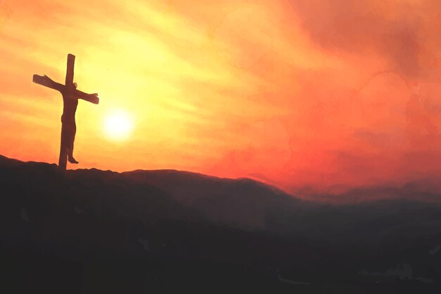 watercolor good friday illustration