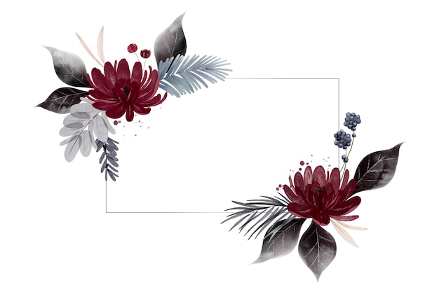 Free vector watercolor gothic floral frame