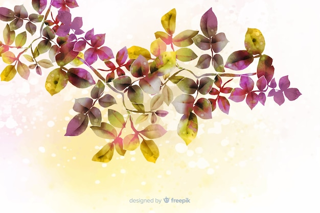 Бесплатное векторное изображение Акварель градиент осенние листья фон