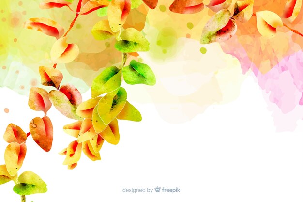 Watercolor gradient autumn leaves background