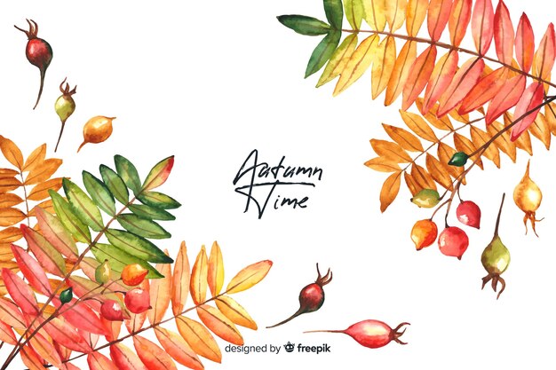 Watercolor gradient autumn leaves background