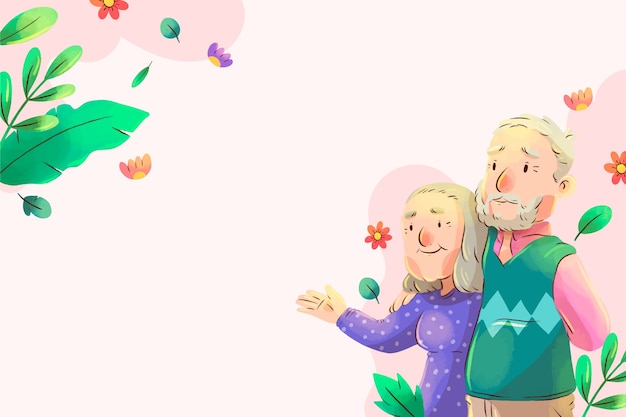 Free vector watercolor grandparents day background