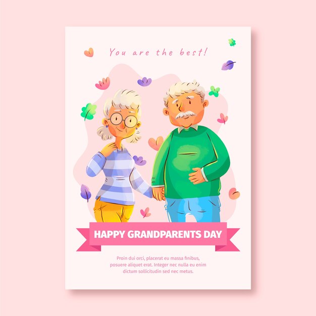 Акварельная открытка на день бабушки и дедушки