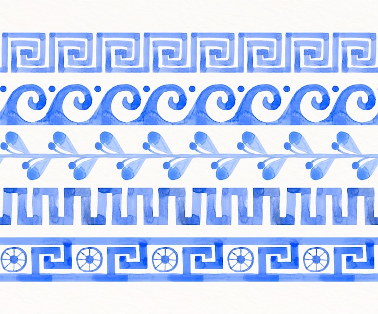 Free Vector watercolor greek border