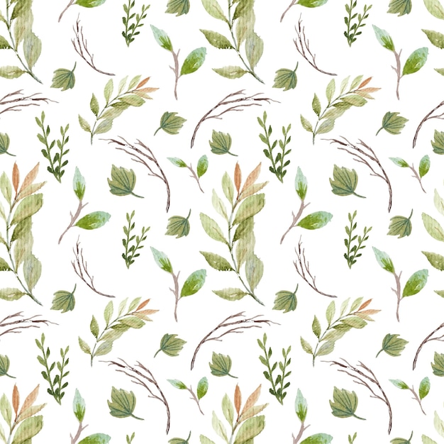 수채화 녹색 단풍 원활한 패턴