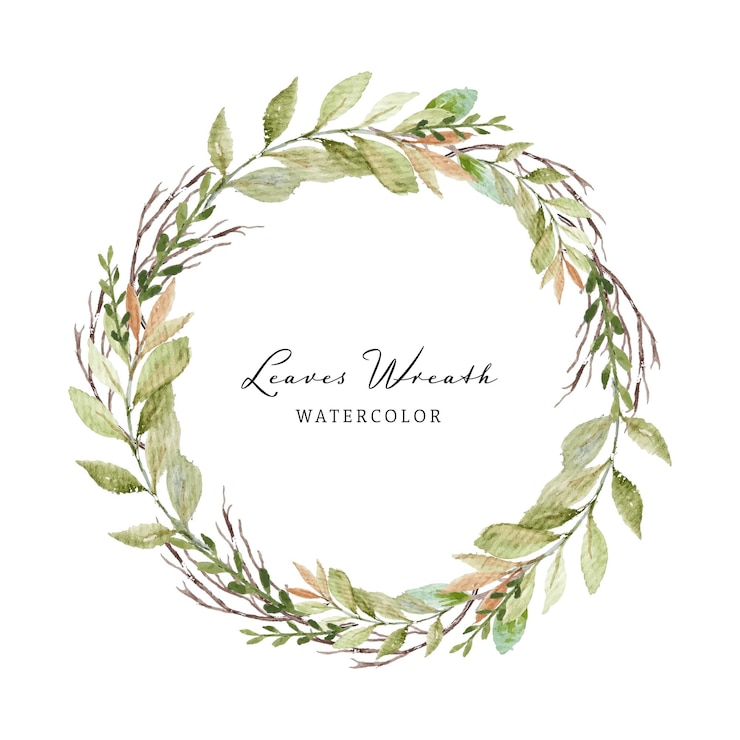 Free Vector watercolor green foliage wreath