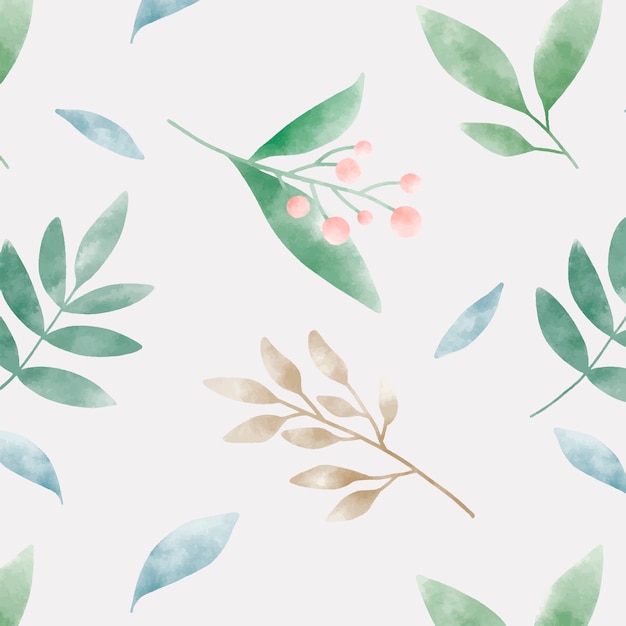 Free vector watercolor green leaf patterns vector