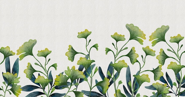 Watercolor green leaves background