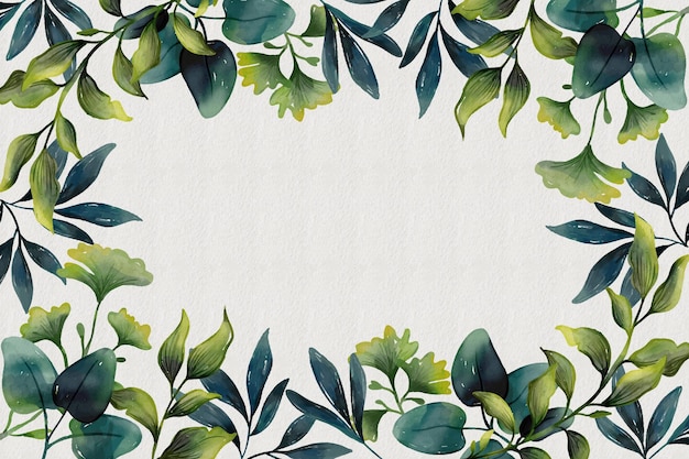 Бесплатное векторное изображение Акварельный зеленый фон с листьями