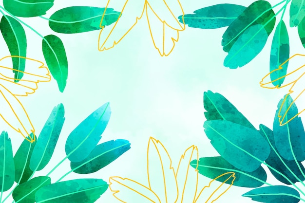 Free vector watercolor green leaves background