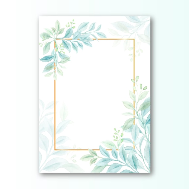 Watercolor green leaves frame