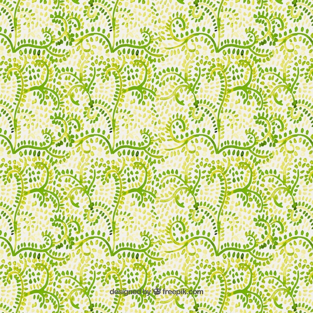 Watercolor green leaves pattern