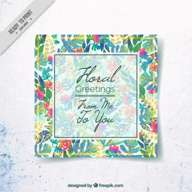 Free vector watercolor greeting card with flowers