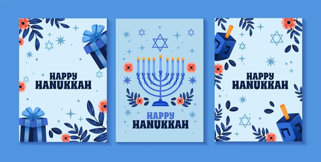Free Vector watercolor greeting cards collection for hanukkah celebration