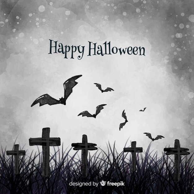 Watercolor grey halloween background 