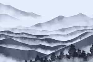 Free vector watercolor grey mountains background