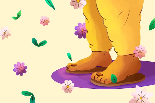 Free vector watercolor guru purnima background with feet