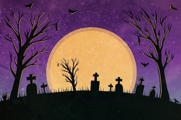 Free vector watercolor halloween background