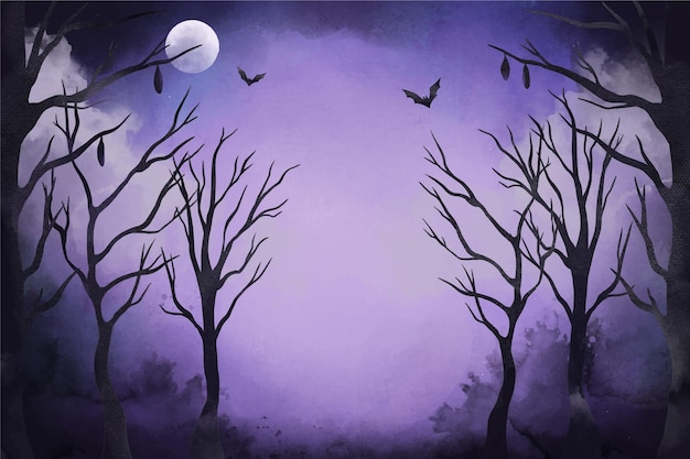 Free vector watercolor halloween background