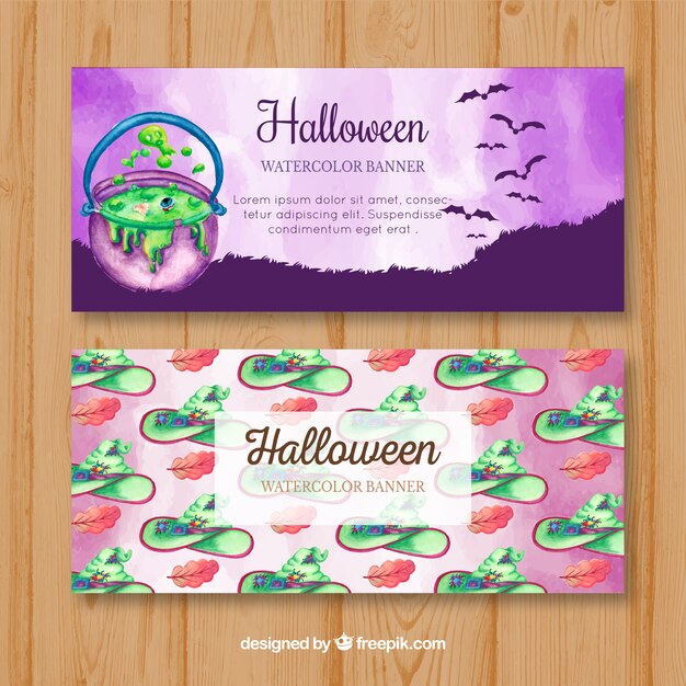Watercolor halloween banners