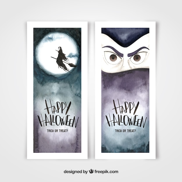 Watercolor halloween banners