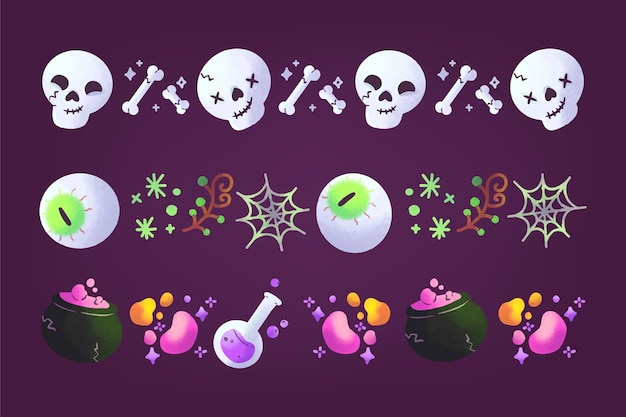 Watercolor halloween borders collection