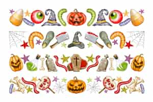 Free vector watercolor halloween borders collection