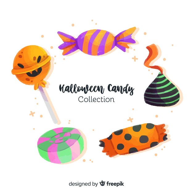 Watercolor halloween candy collection