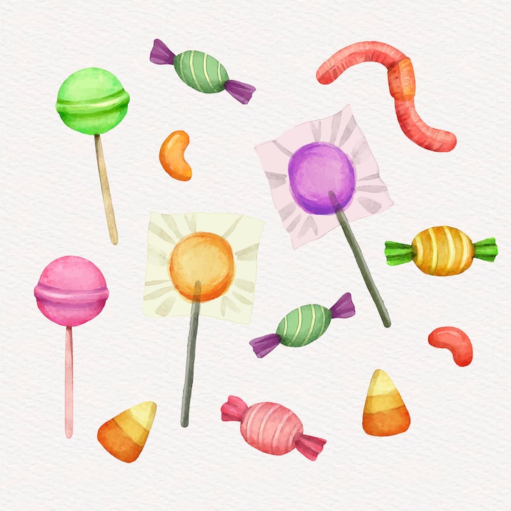 무료 Vector 수채화 할로윈 사탕 컬렉션