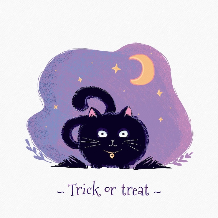 Free Vector watercolor halloween cat