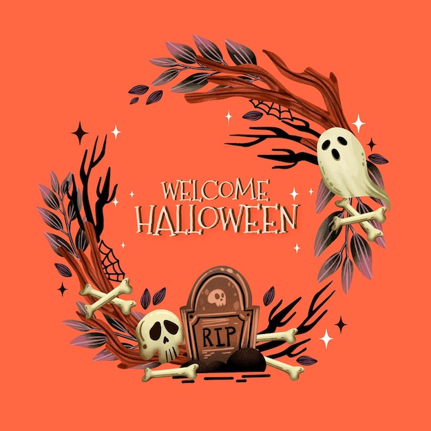 Free vector watercolor halloween frame template